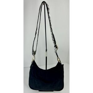 Ah-dorned Messenger Crossbody Black Faux Suede Bag Travel School‎ Work